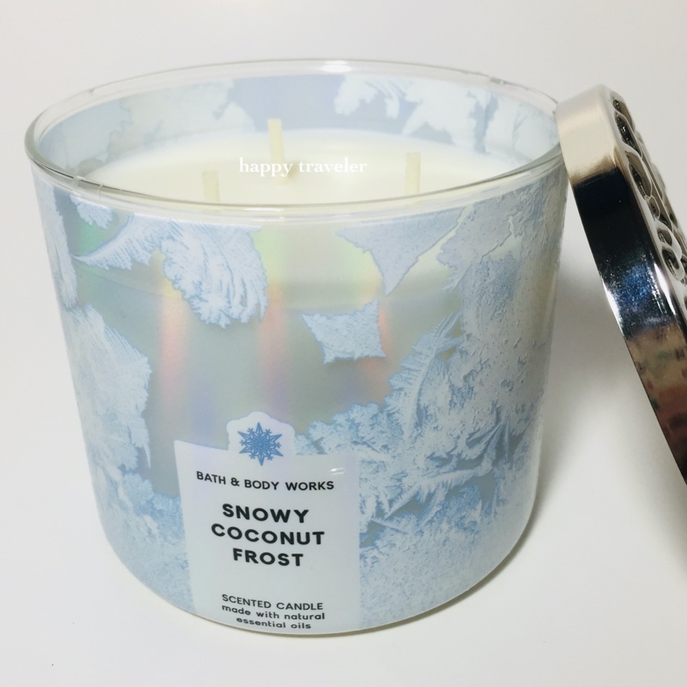 SNOWY COCONUT FROST 3 Wick Candle - Picture 2 of 3